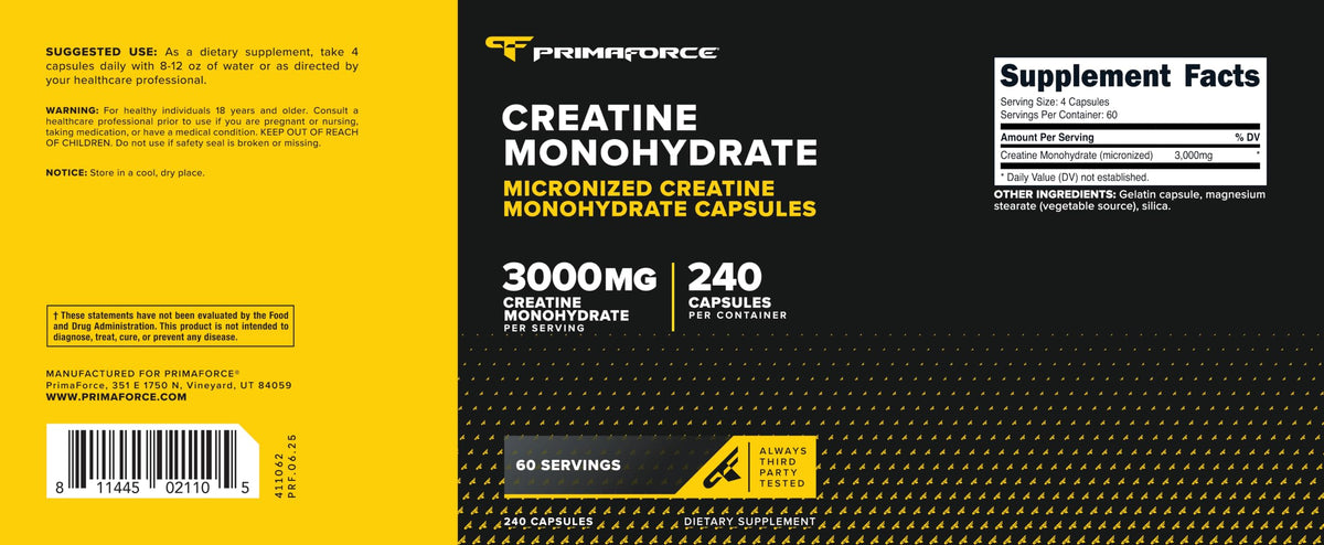 Creatine Monohydrate Capsules 3,000mg 240 Capsules T429593