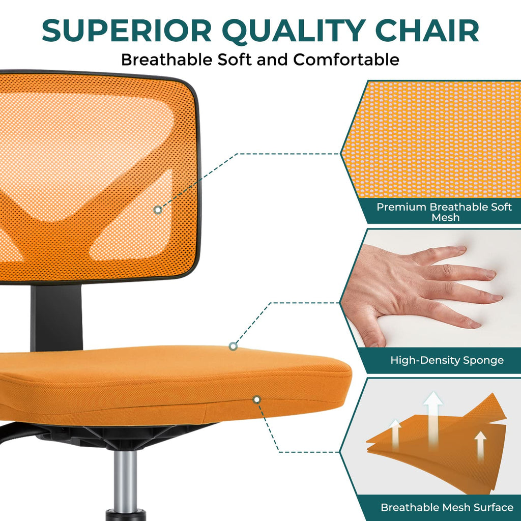 Orange Mesh Ergonomic Adjustable Swivel Rolling Office Chair A50505