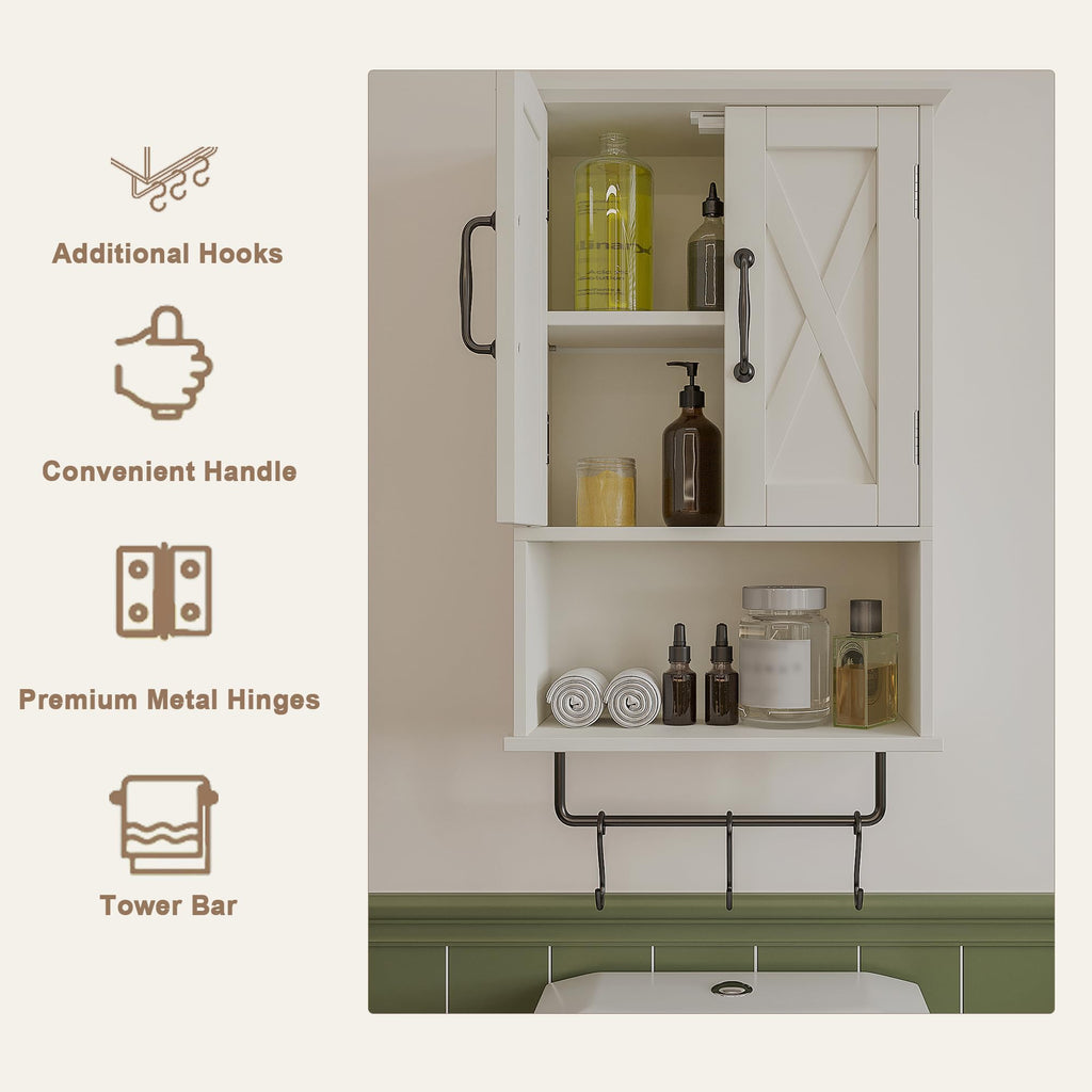 Small Medicine Cabinet with Towel Bar and 3 Hooks U1874