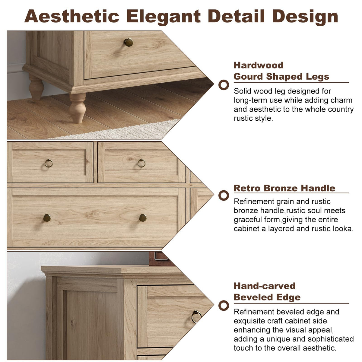Rustic Wood 8 Drawer Dresser B773