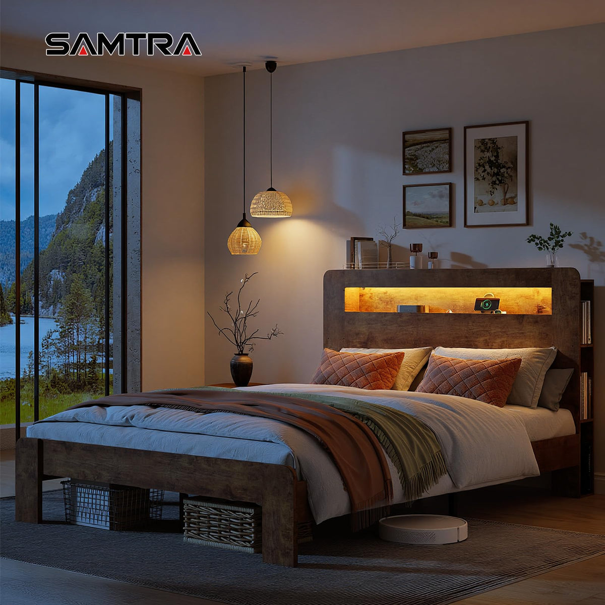 Queen Bed Frame with Wooden Headboard U274901