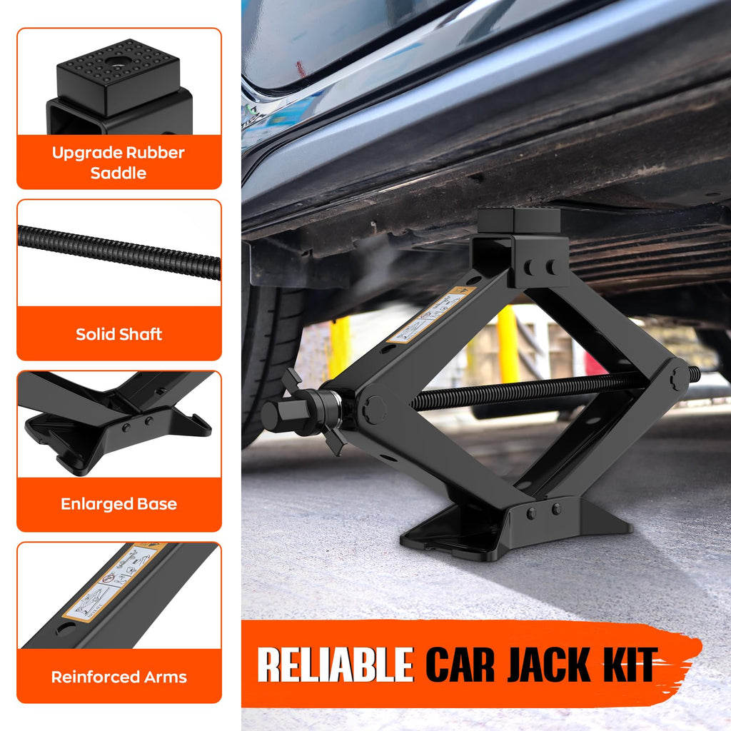 3 Ton Portable Scissor Jack with Lug Wrench H1045