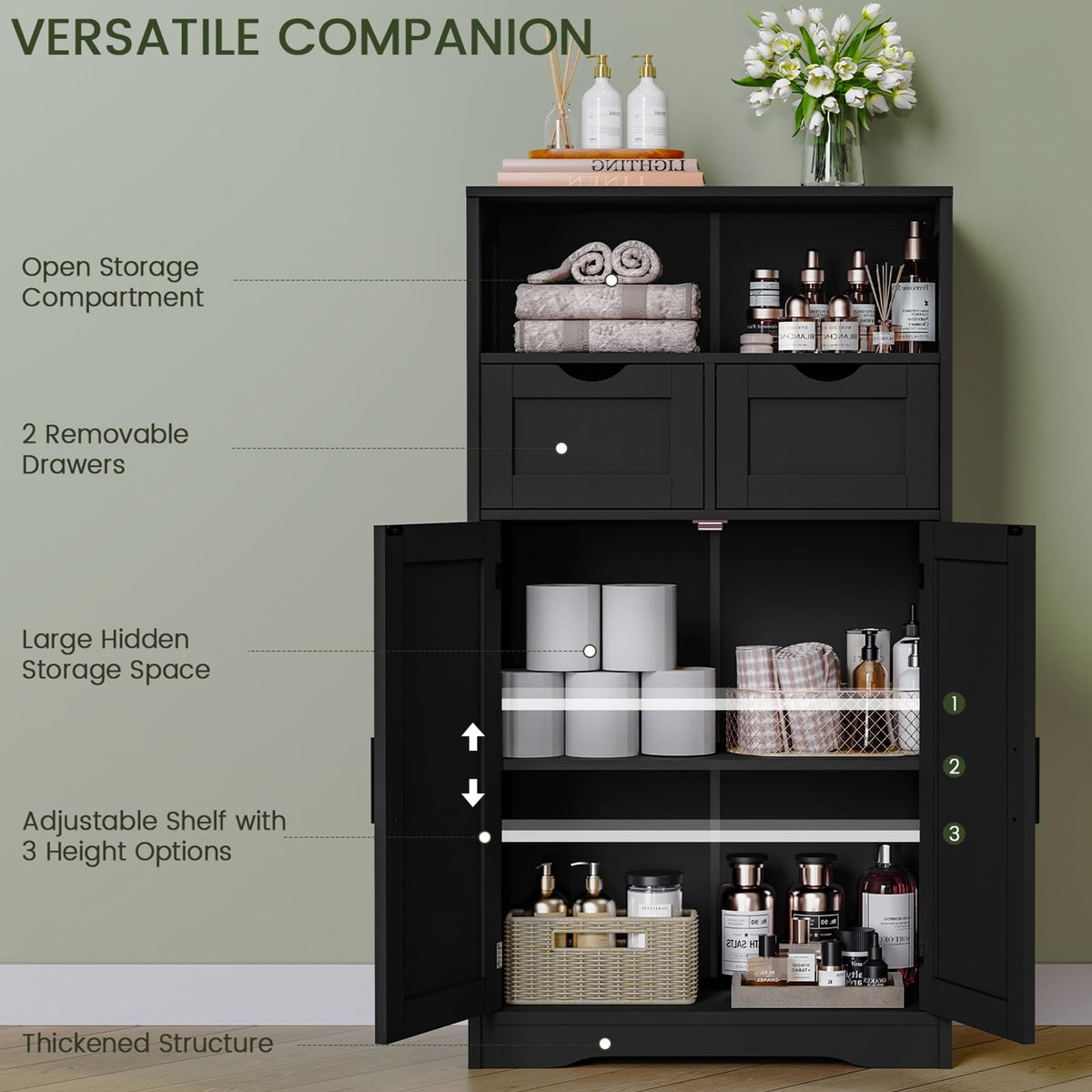 Bathroom Storage Cabinet with 2 Drawers H944