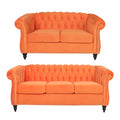 Orange Velvet Tufted Sofa Set U4015