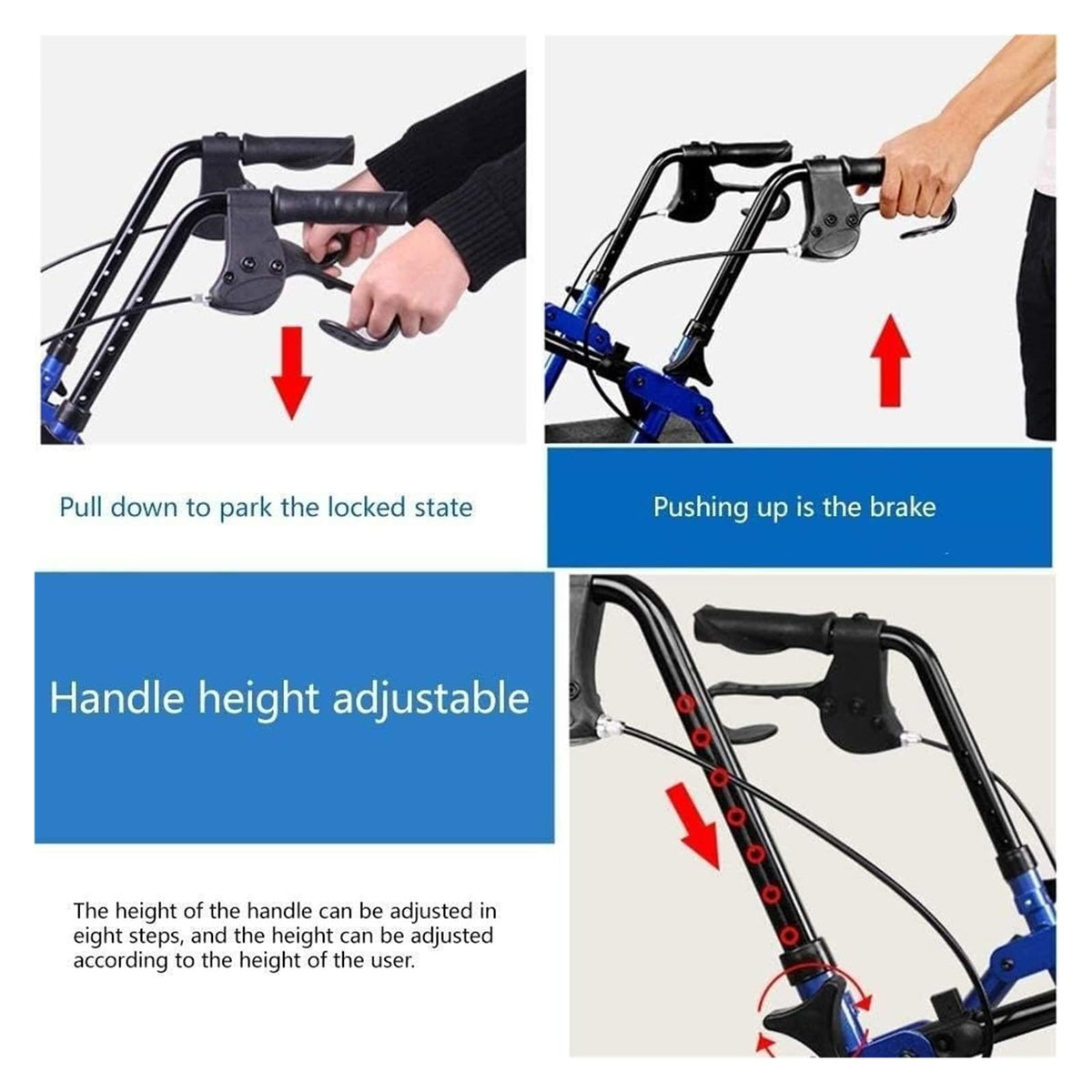 Folding Aluminum Rollator Walker with Seat A79491