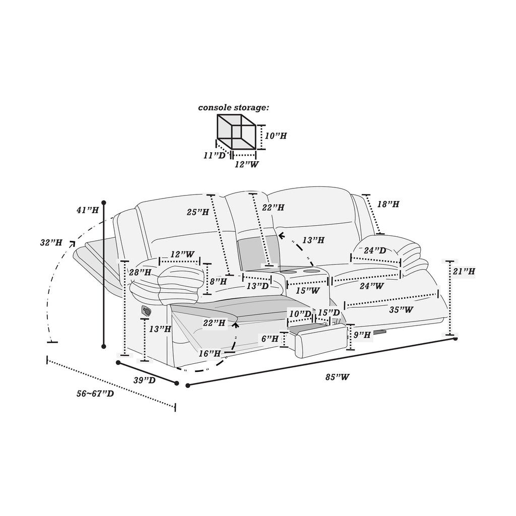Light Gray Corduroy Manual Motion Loveseat G57475
