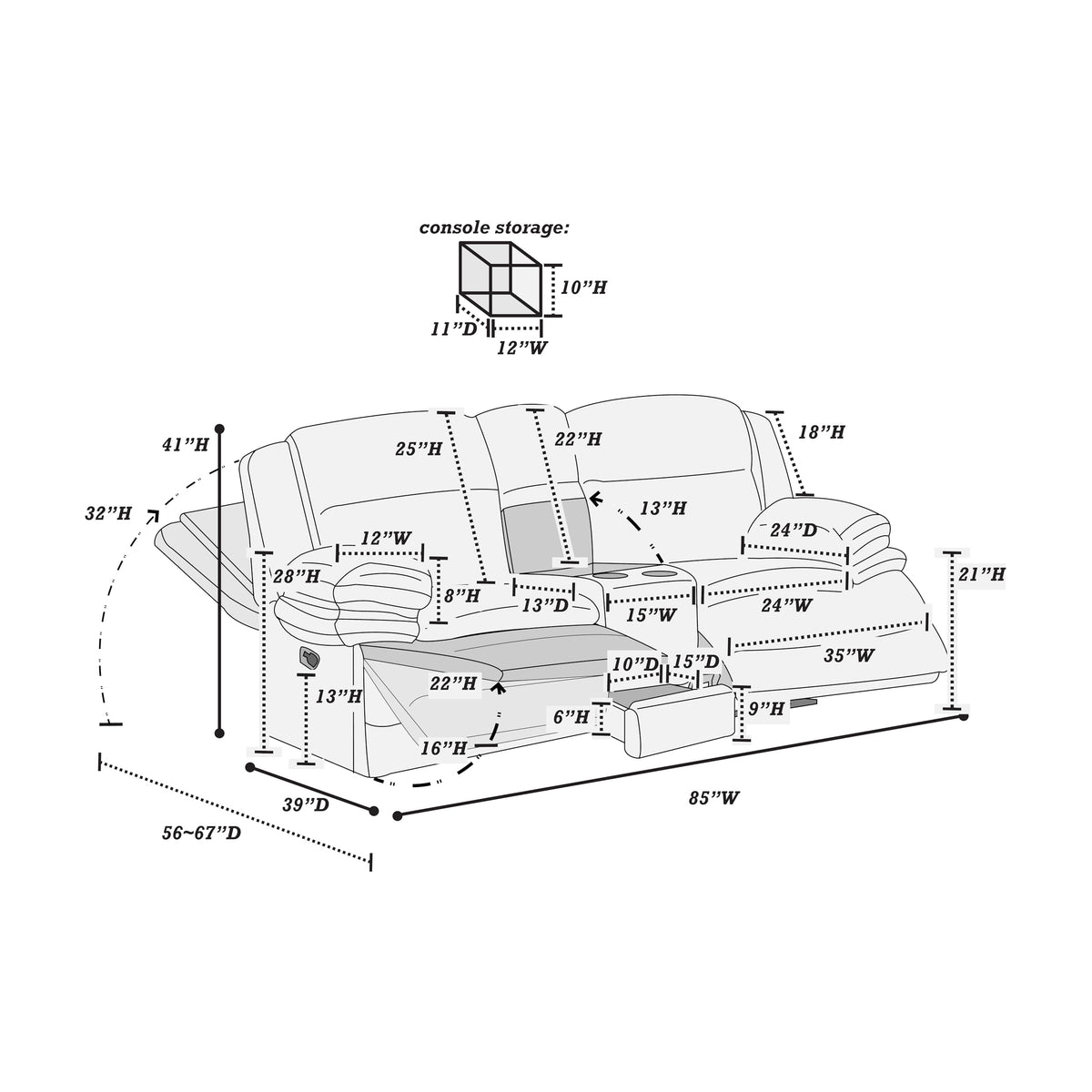 Light Gray Corduroy Manual Motion Loveseat G57475
