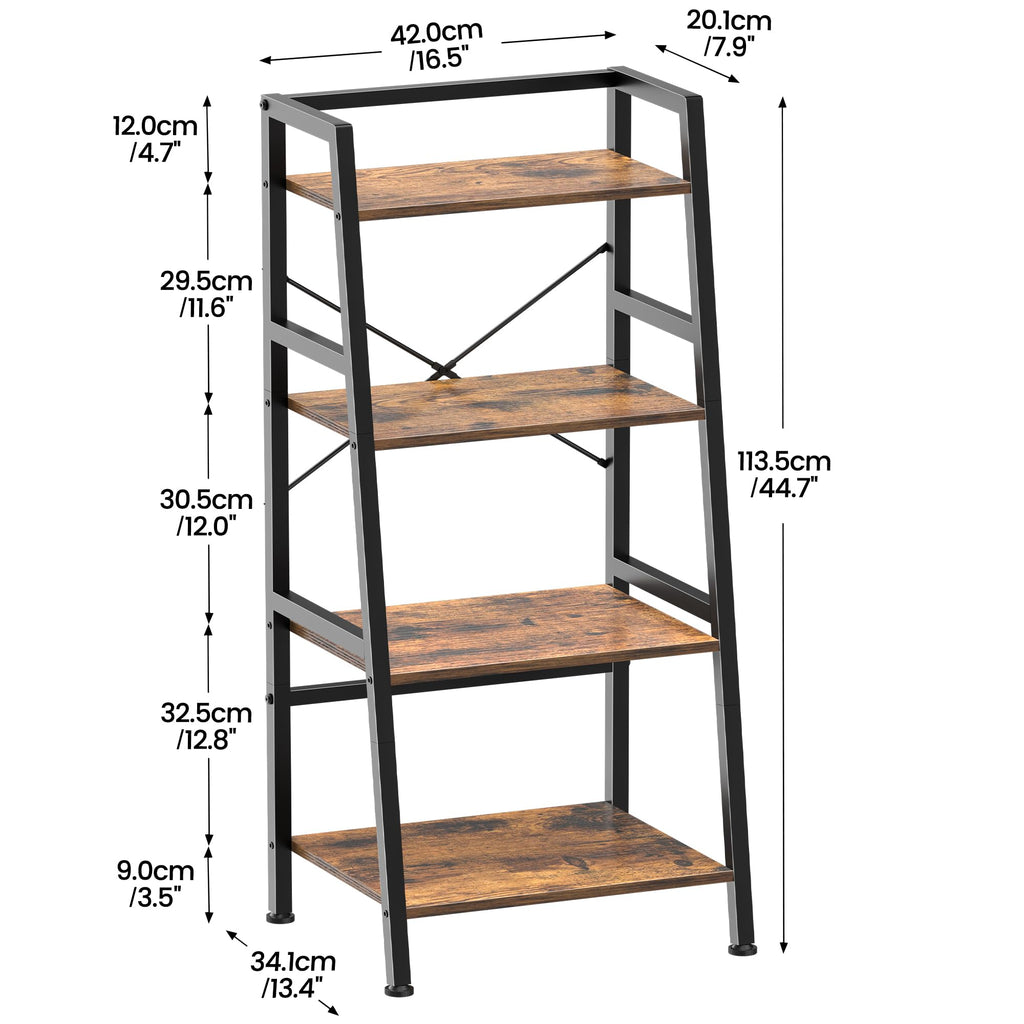 4-Tier Industrial Bookshelf with Steel Frame I8227
