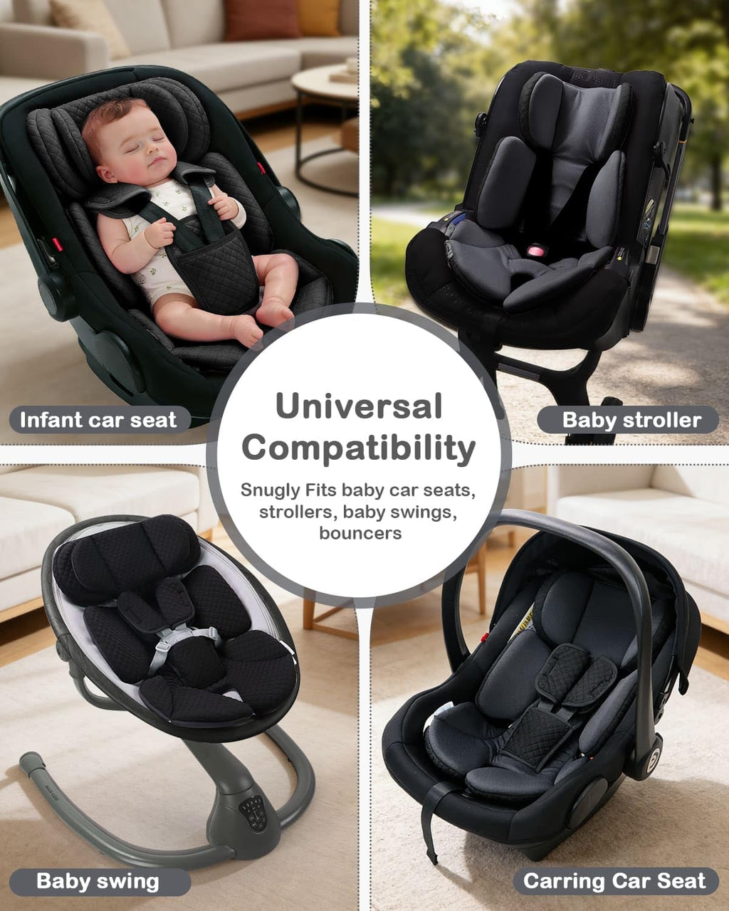 Infant Car Seat Insert with Adjustable Head Support, Black L79298