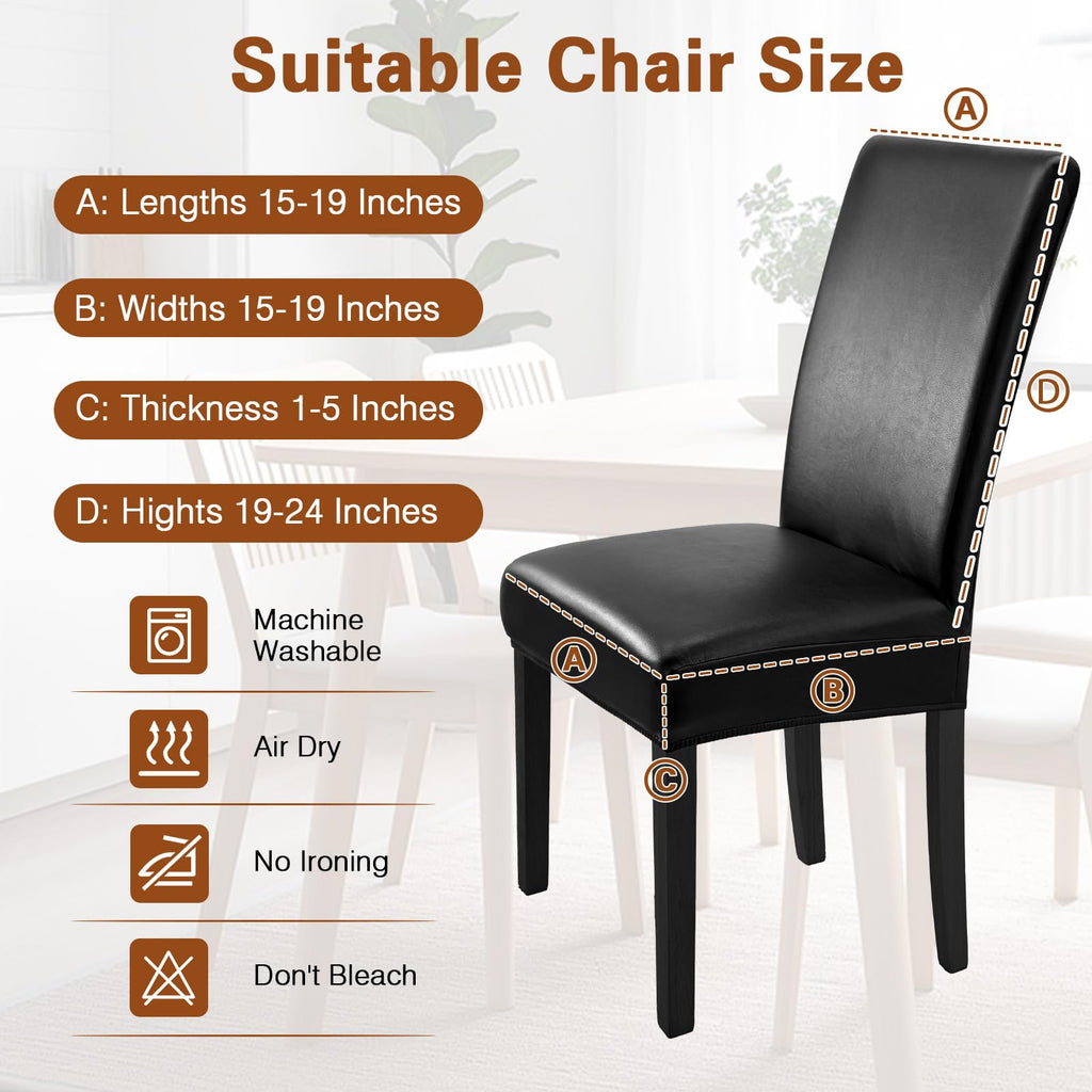Black Set of 4 Stretch Waterproof Dining Chair Covers O40113