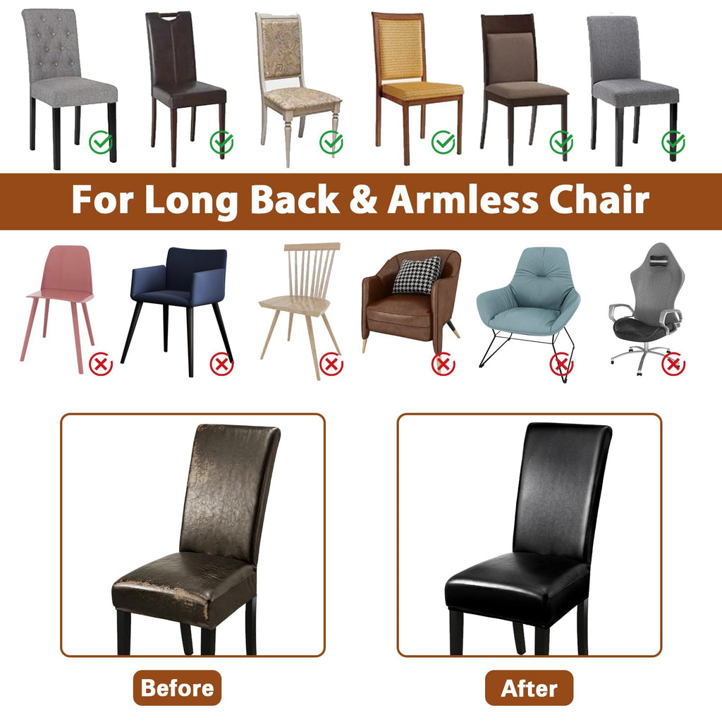 Black Set of 4 Stretch Waterproof Dining Chair Covers O40113