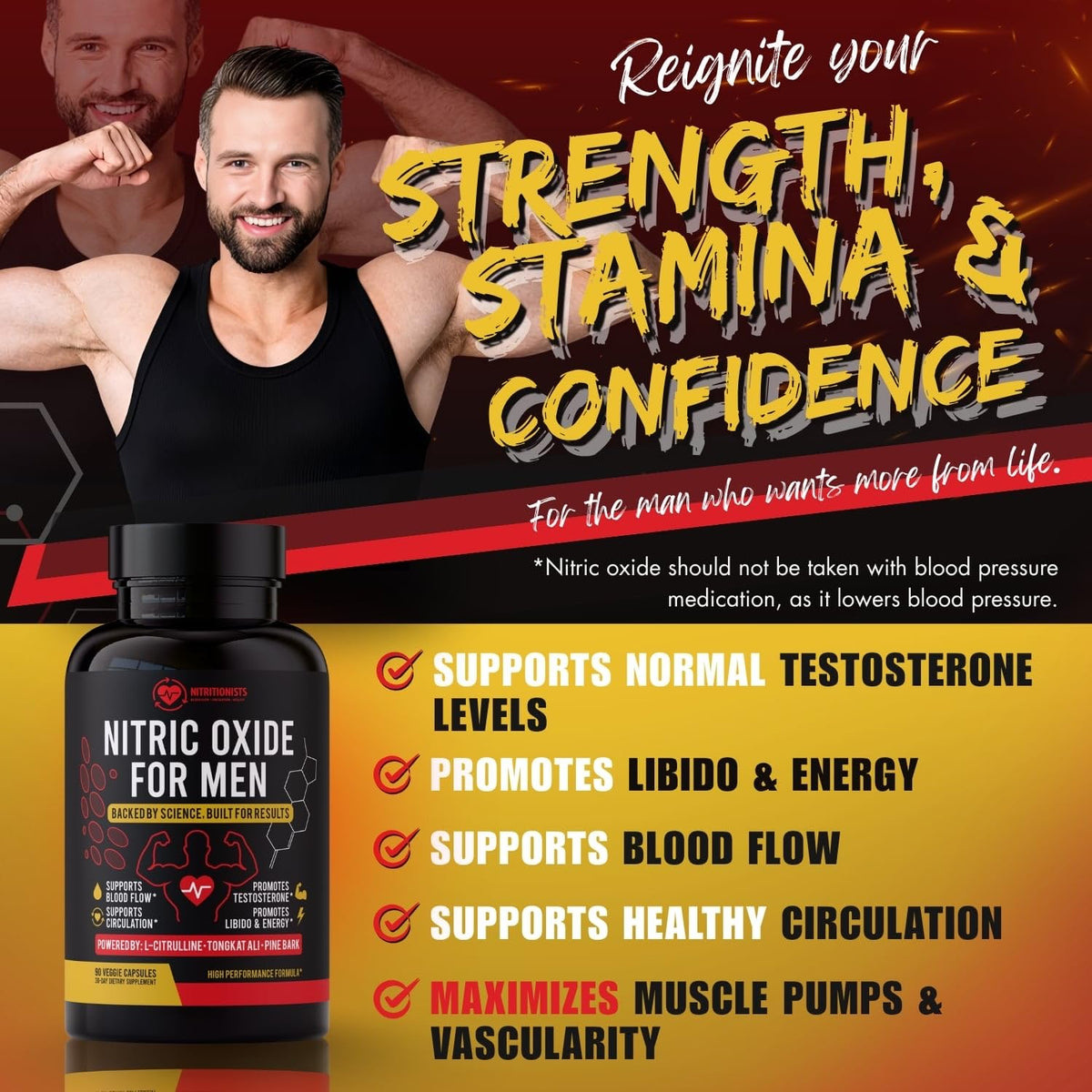 90 Capsules Nitric Oxide Supplement J641298