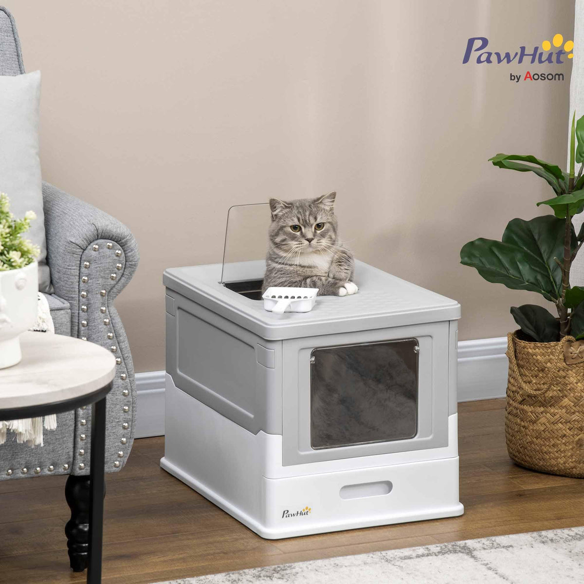 Fully Enclosed Cat Litter Box with Scoop A285