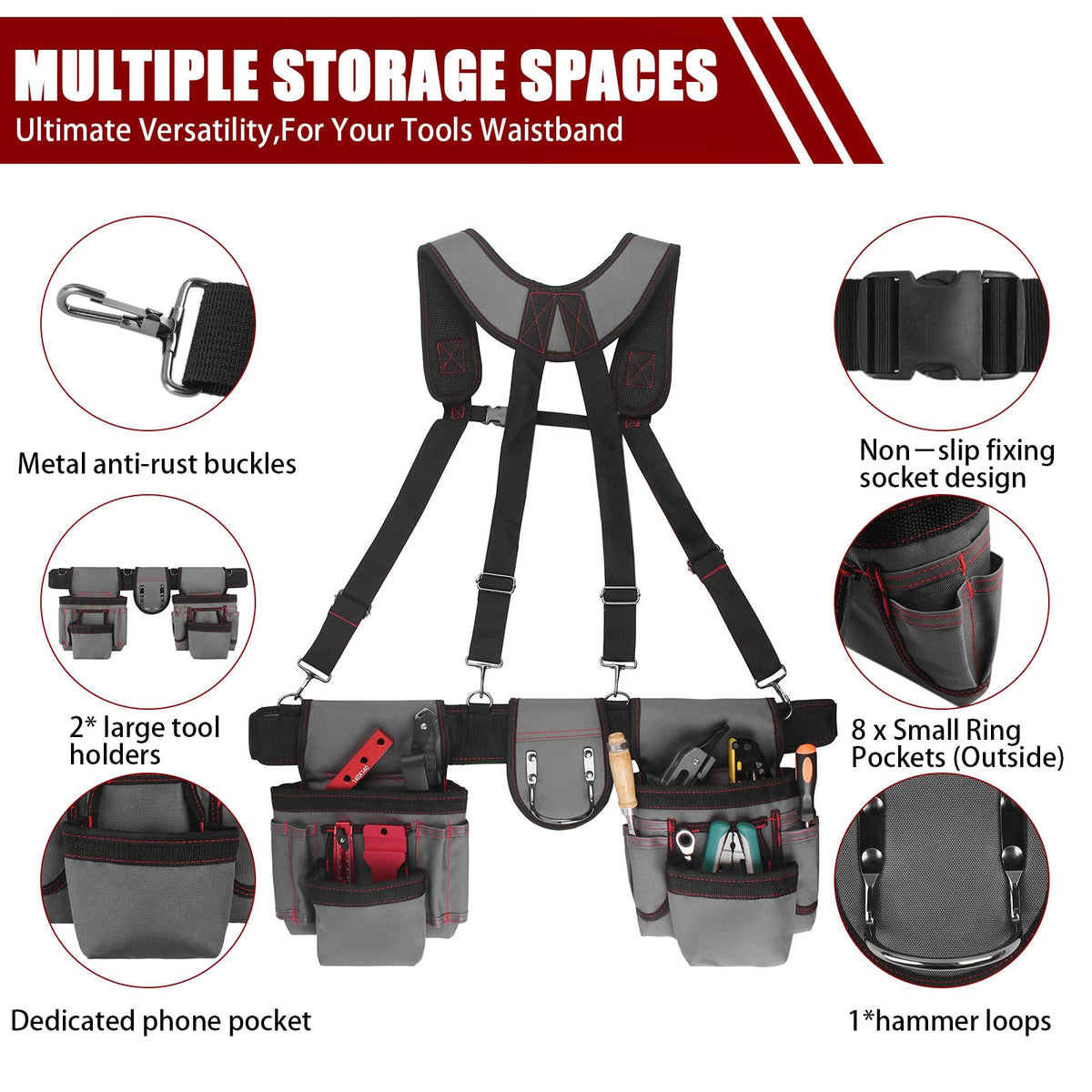 Heavy Duty 22 Pockets Adjustable Tool Belt W39474