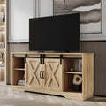 Farmhouse Wood TV Stand with Sliding Barn Door and Storage Cabinet J110489