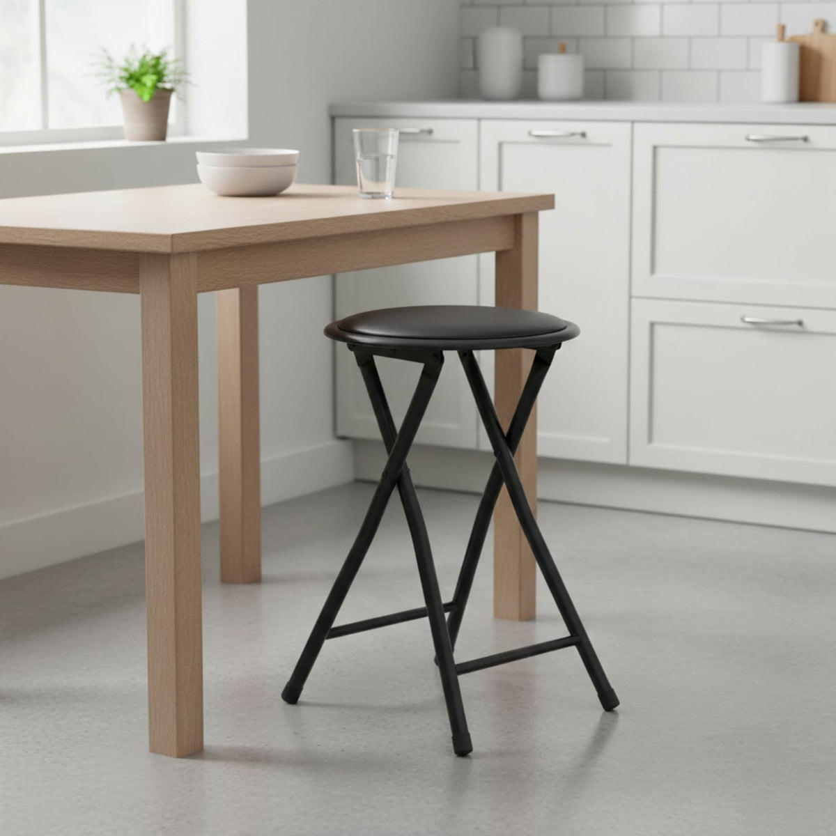 Black 18-Inch Folding Stool B174