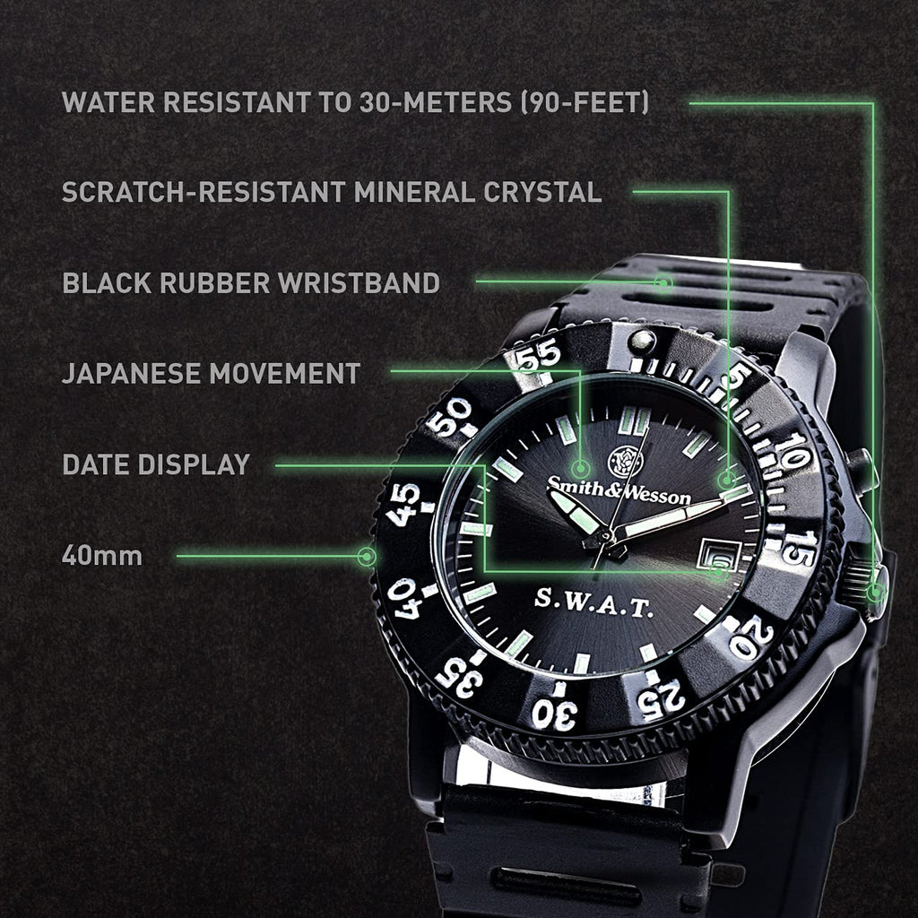 Men's Tactical Watch, 3ATM, Stainless Steel, 40mm B12795