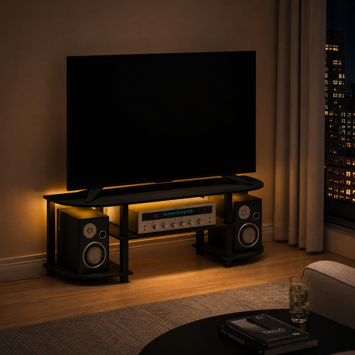 Black 3-Tier TV Stand for 55 Inch TV A479