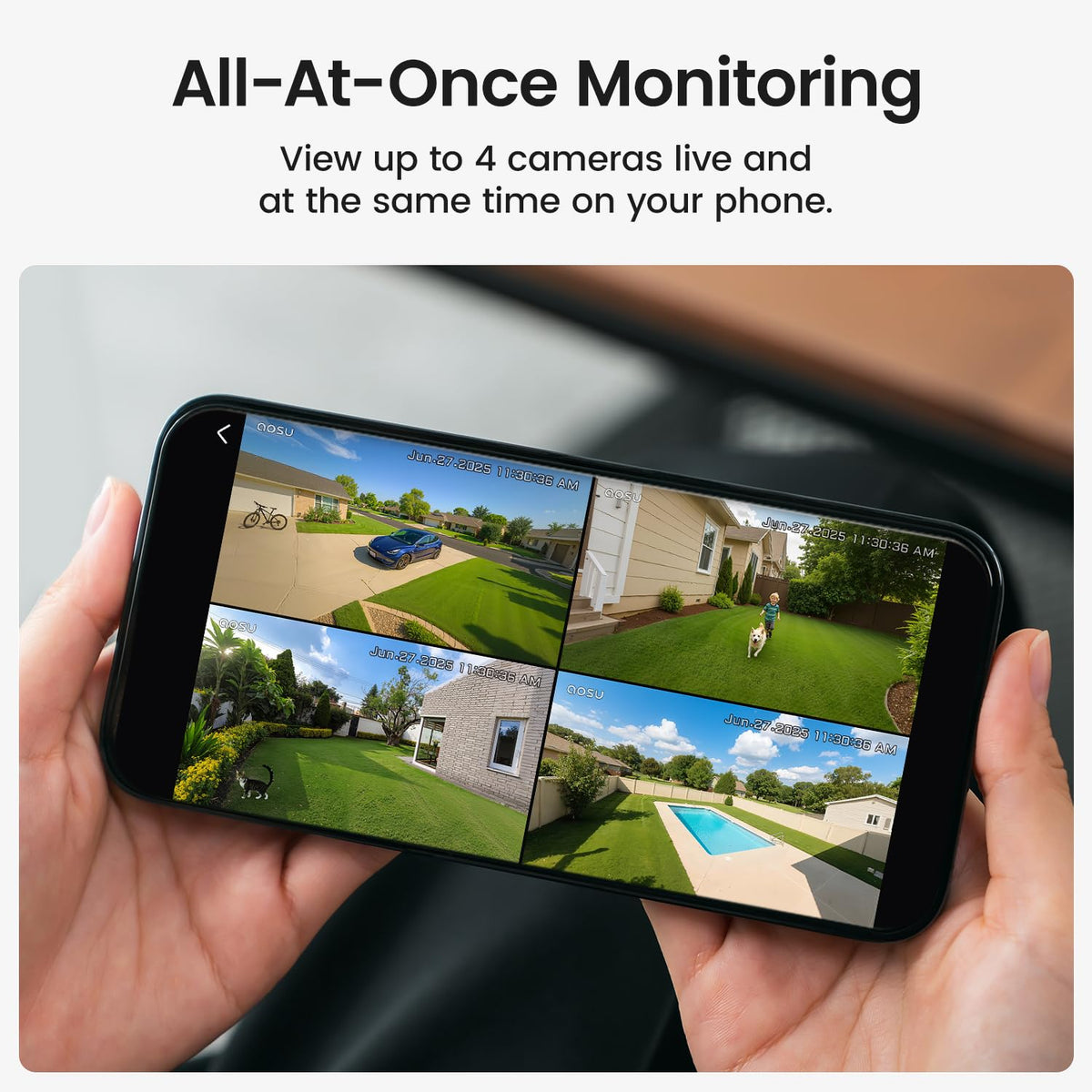 2K QHD Solar Security Cameras Wireless Outdoor System A4292