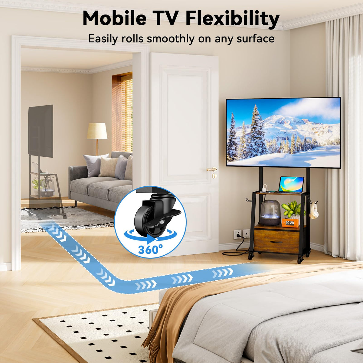 Rolling TV Stand on Wheels for 32-55 Inch TVs D3081