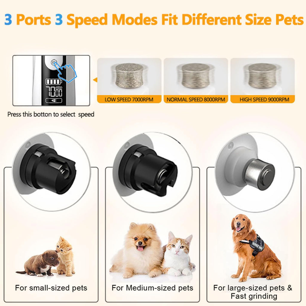 3-Speed Cordless Pet Nail Trimmer with 2 LED Light G617