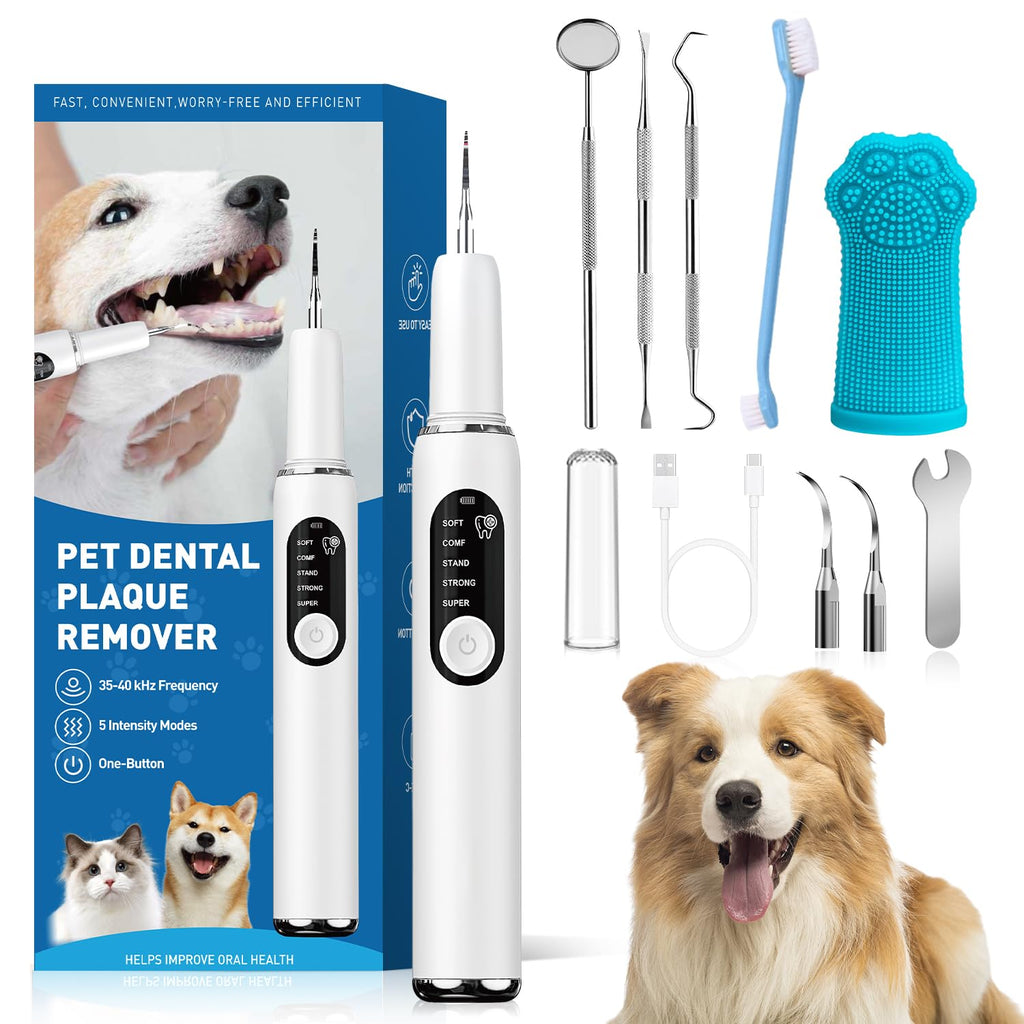 Dog Teeth Cleaning Kit with LED Light 5 Adjustable Modes Electric Toothbrush W2837