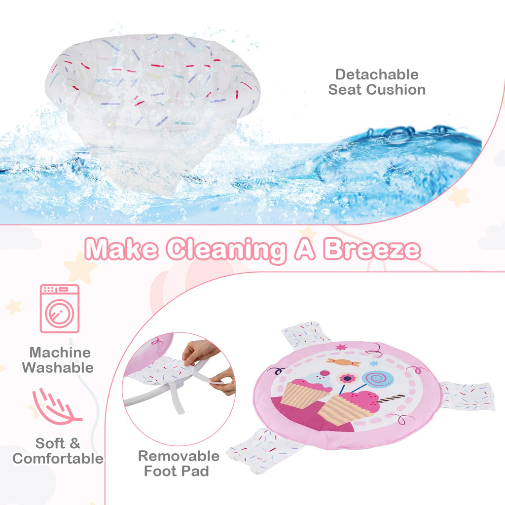 Pink Baby Bouncer Activity Center with Music Lights and Sounds C59243