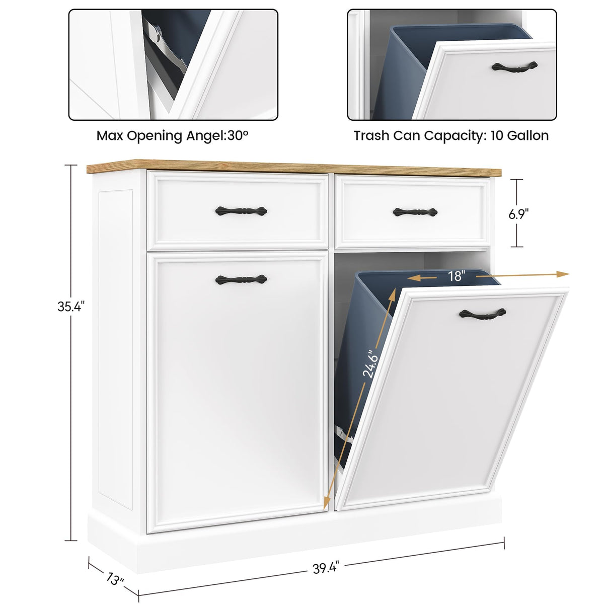 White 20 Gallon Tilt-Out Trash Cabinet F861732