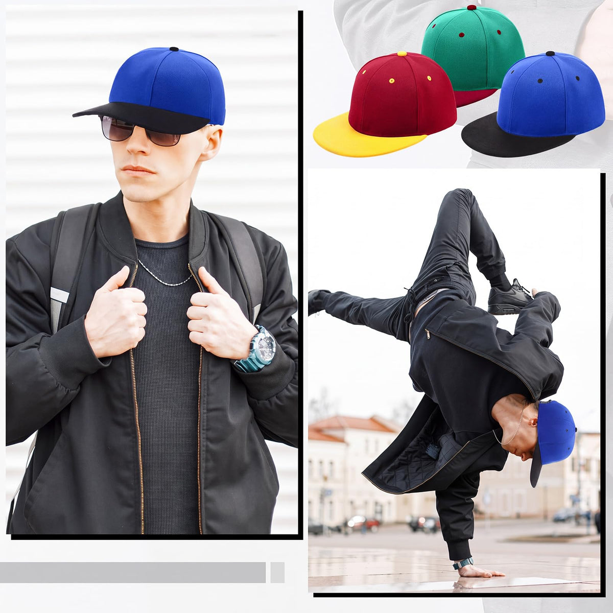 30 Pcs Flat Bill Snapback Hats Bulk Adjustable K8279