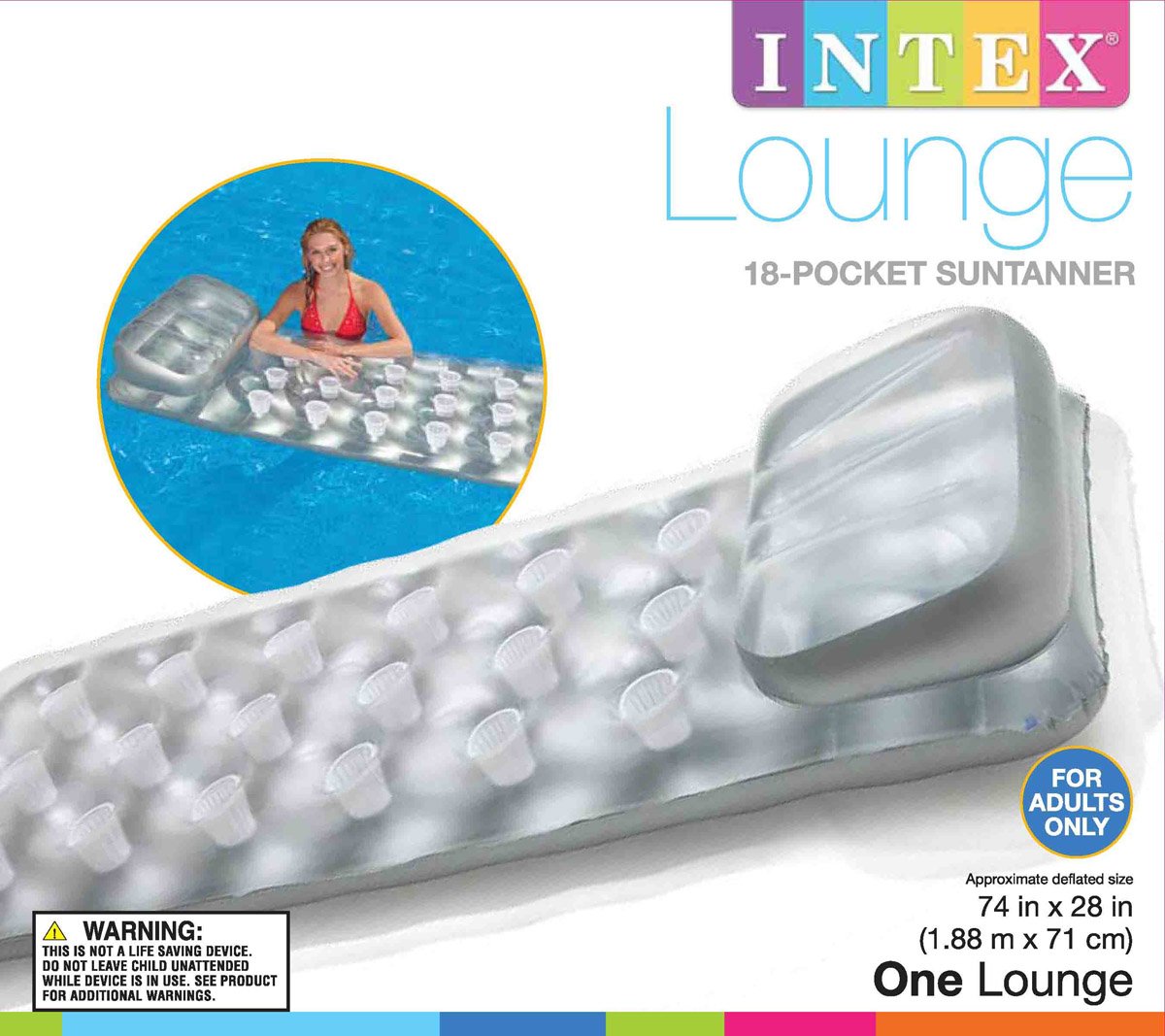 18-Pocket Mattress Pool Lounger with Headrest 3 Pack D107