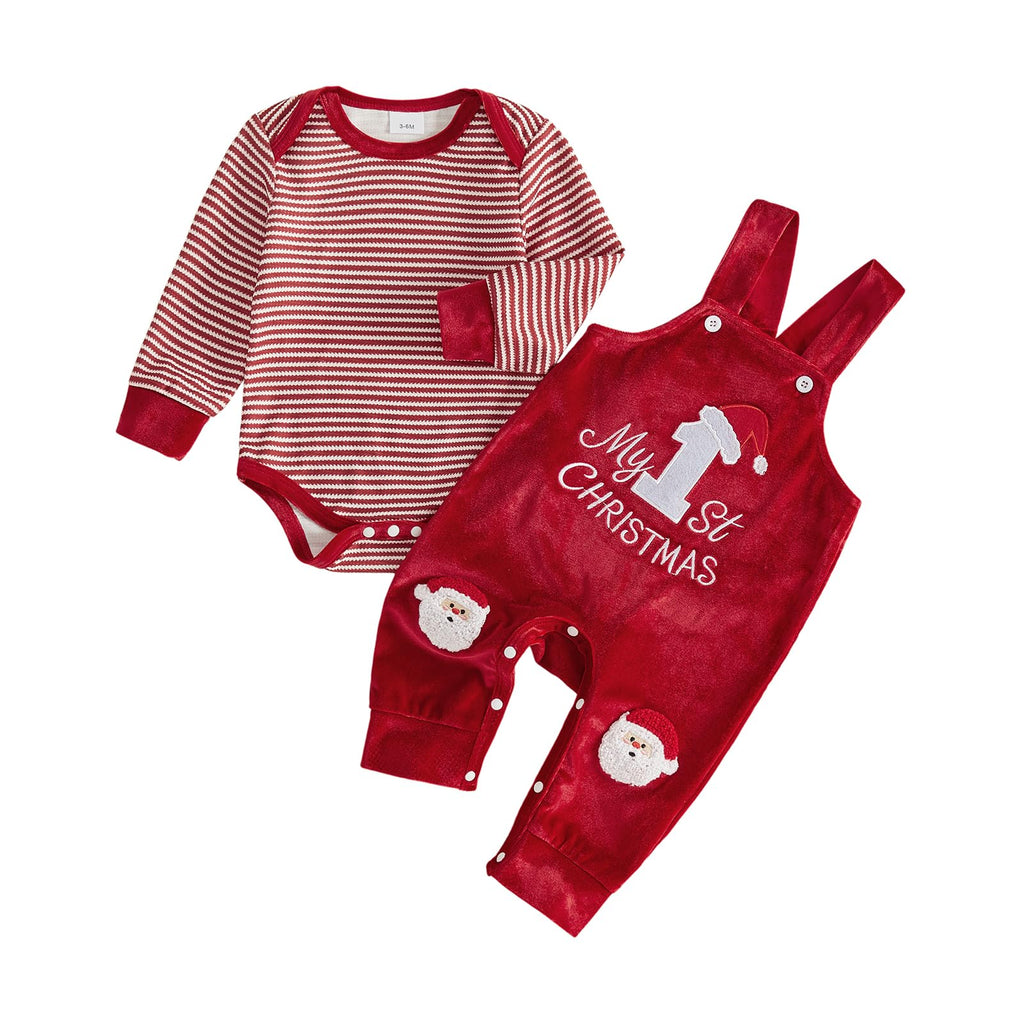 Christmas Baby Boy Outfit Romper Overalls Set T4347