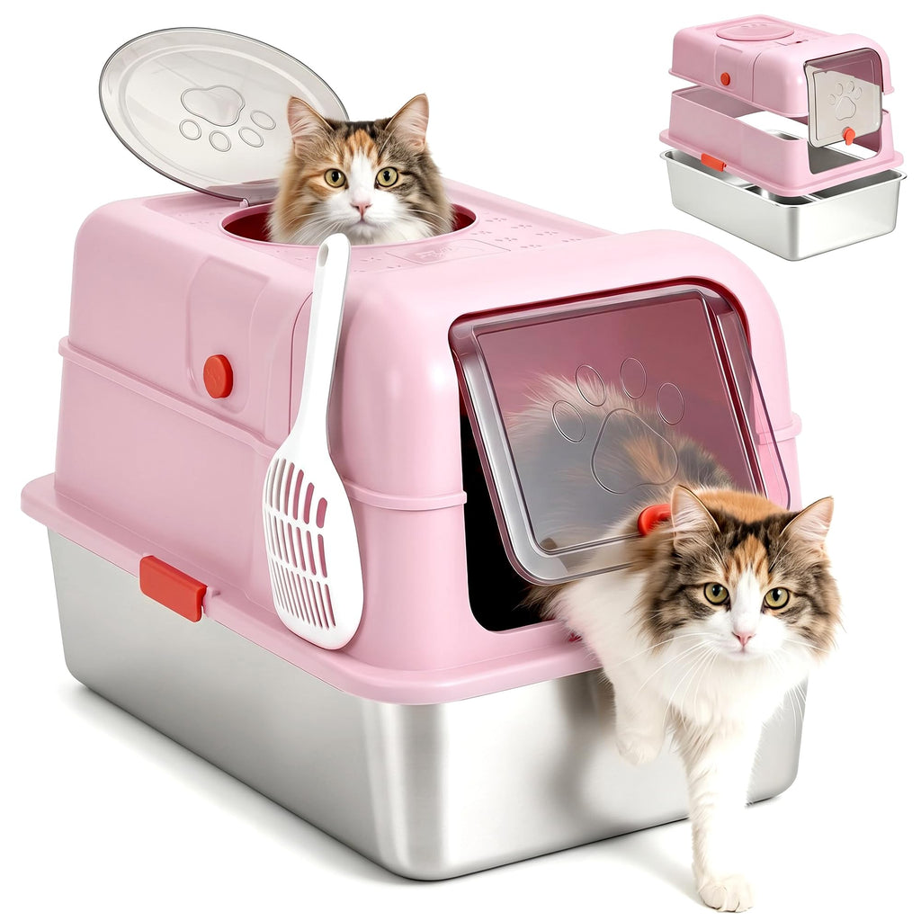 Fully Enclosed Stainless Steel Cat Litter Box with Lid Y8040