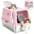 Fully Enclosed Stainless Steel Cat Litter Box with Lid Y8040