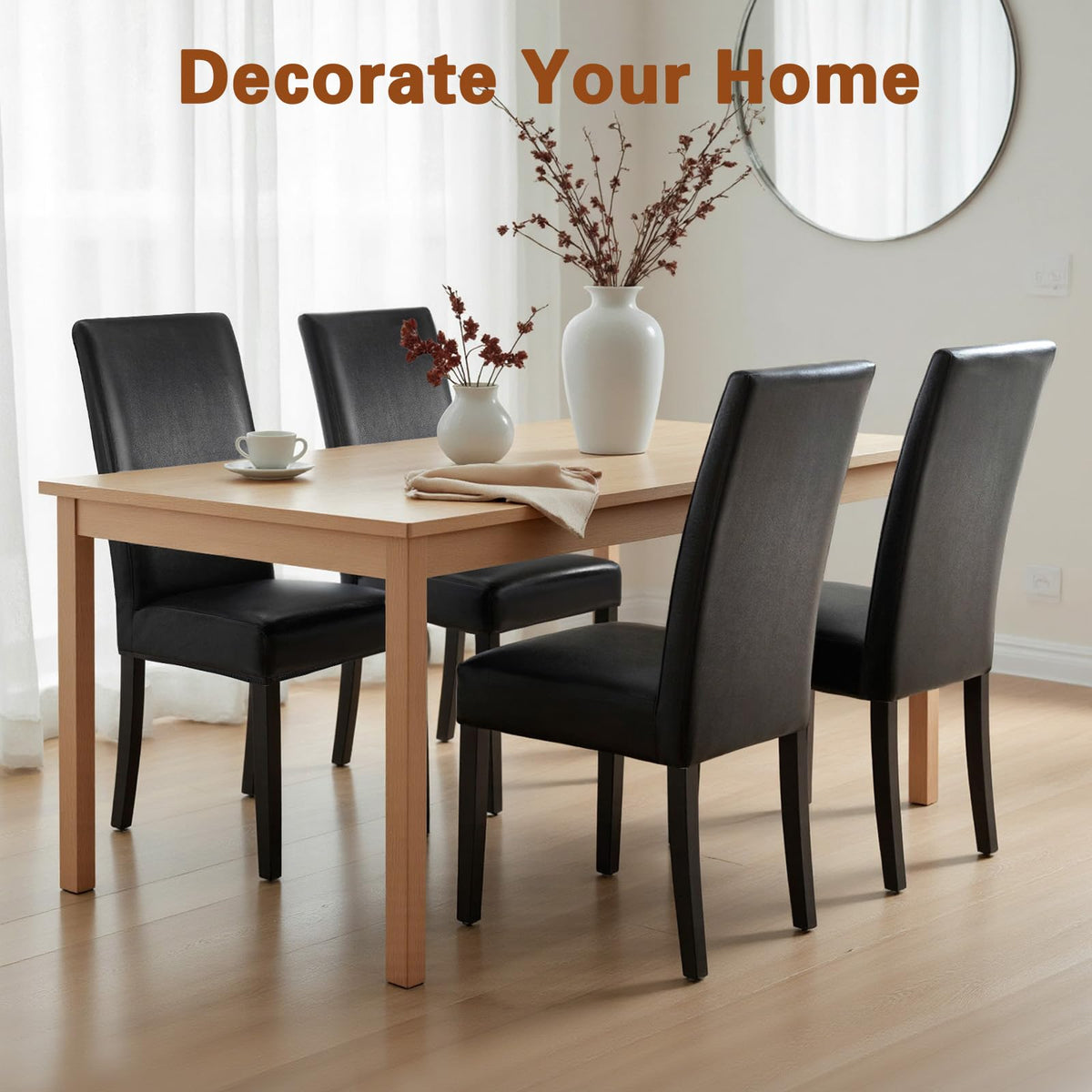 Black Set of 4 Stretch Waterproof Dining Chair Covers O40113