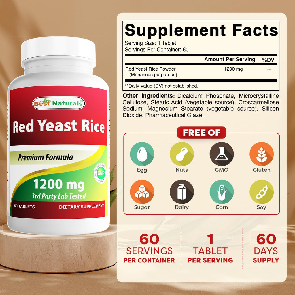 Red Yeast Rice 1200 Mg 60 Tablets O83076