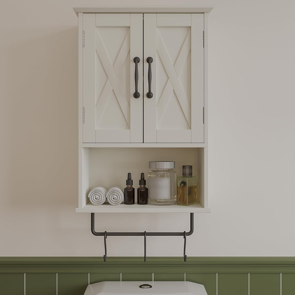 Small Medicine Cabinet with Towel Bar and 3 Hooks U1874