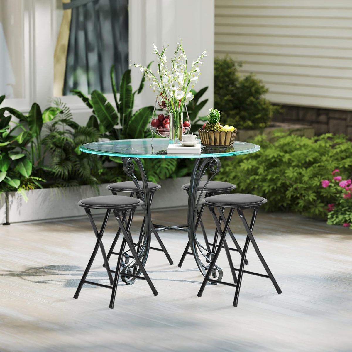 Black 18-Inch Folding Stool B174