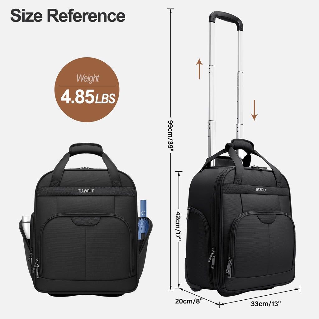 16-Inch Underseat Carry on Luggage with Wheels Black T3585
