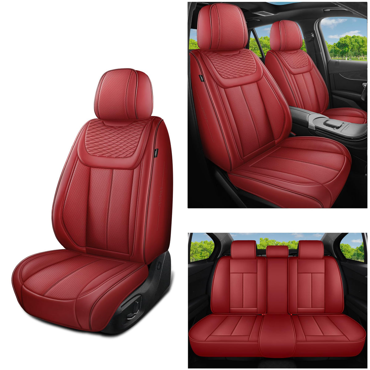 Red 5 Seat Car Seat Covers Full Set K12019
