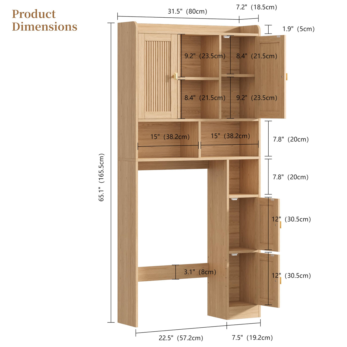 Over The Toilet Storage Cabinet with 4 Doors J267