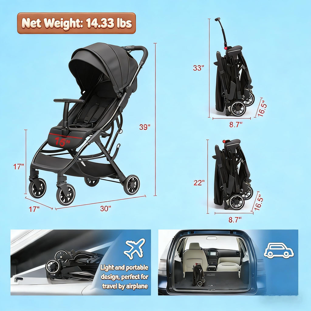 Portable Lightweight Umbrella Stroller with Sun Canopy E481687