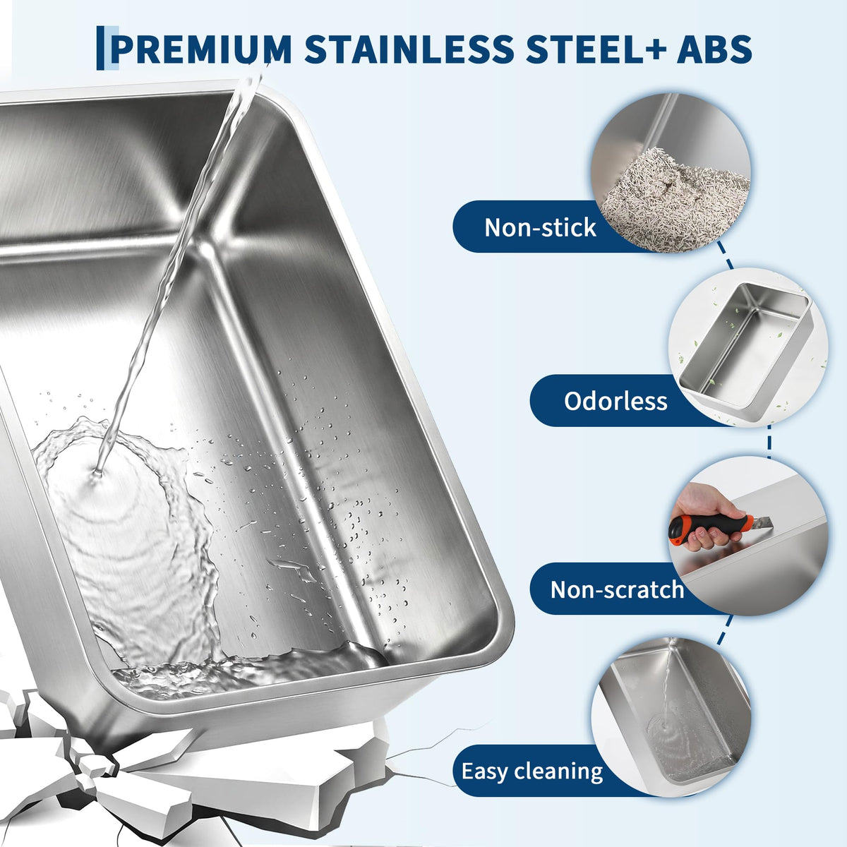 Fully Enclosed Stainless Steel Cat Litter Box with Lid Y8040