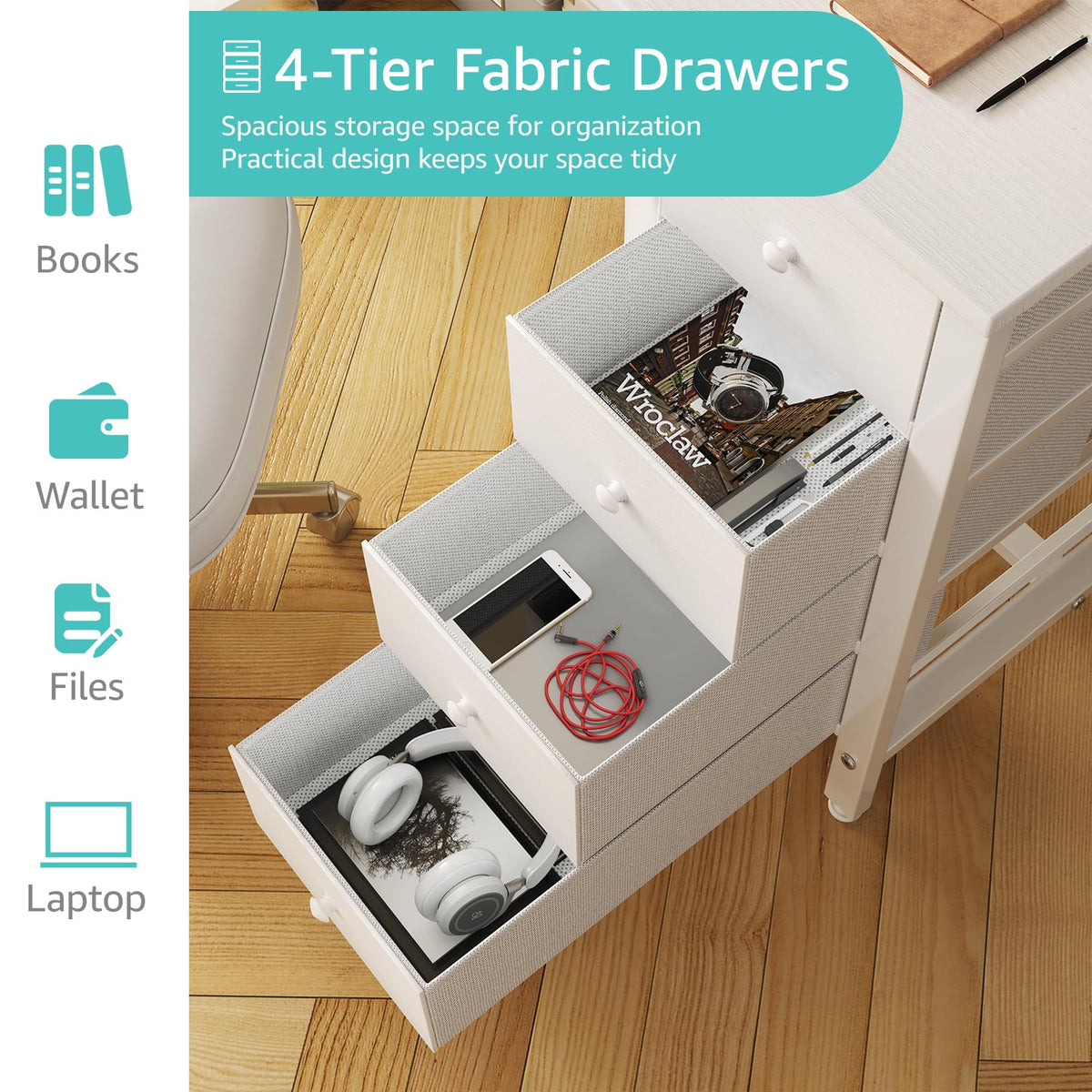 White 47 Inch Computer Desk with Drawers Q8278