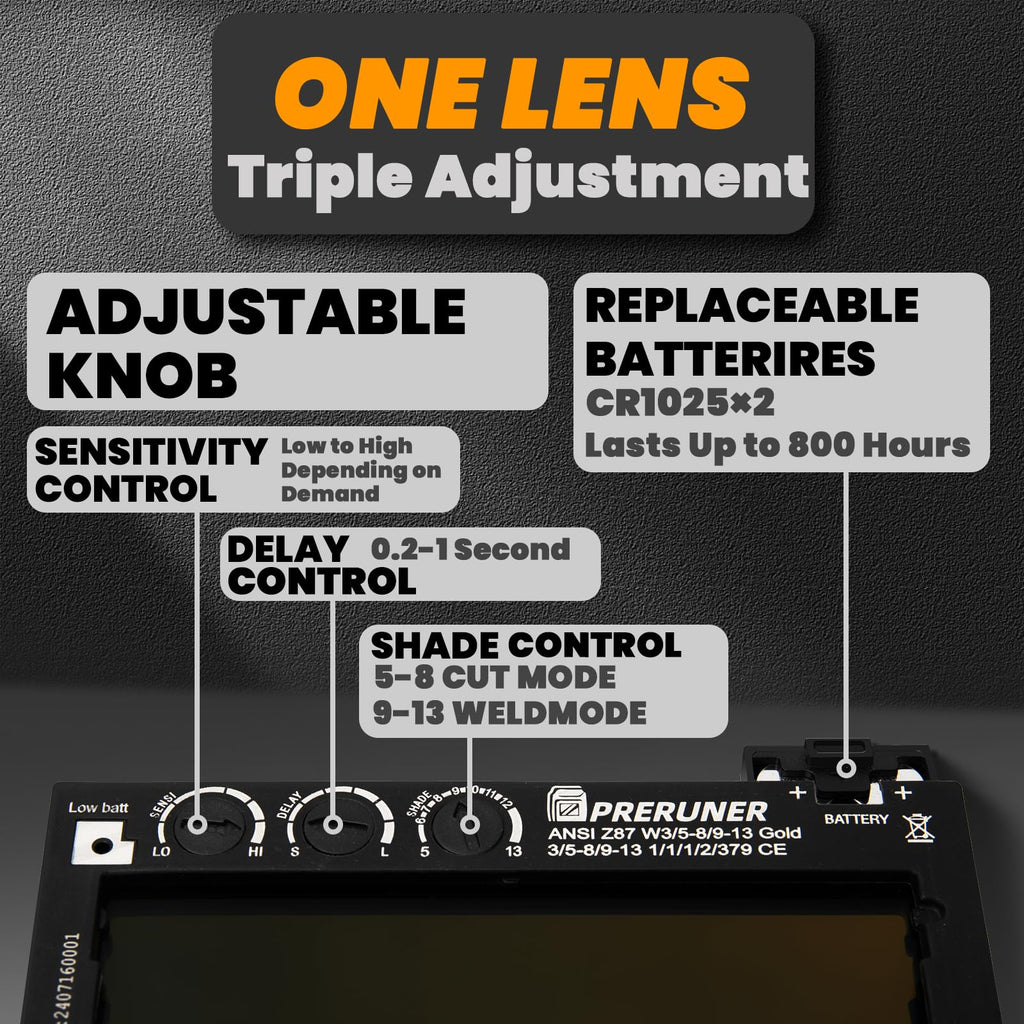 Red Shade 5-13 Auto Darkening Welding Lens 2x4-1/4 O34106