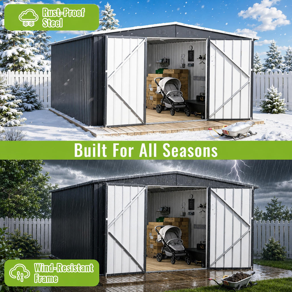 10x14 FT Metal Storage Shed F4626