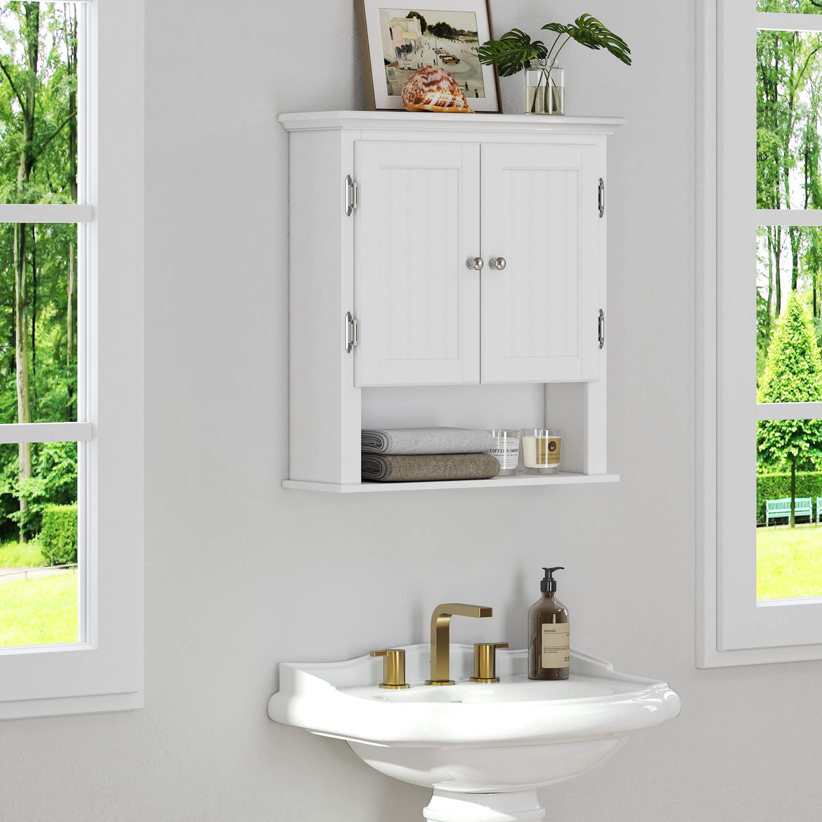 White Wall-Mounted Bathroom Cabinet V8344