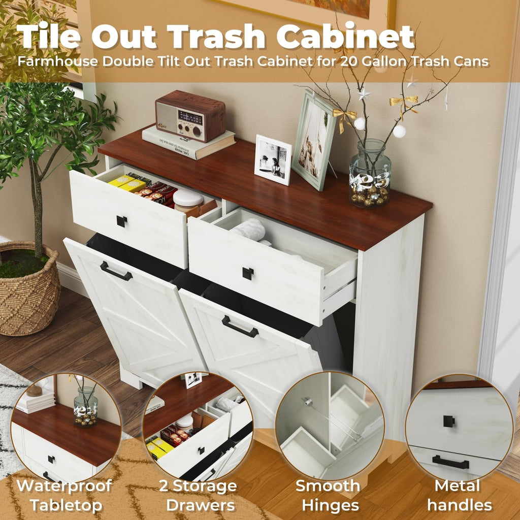 Double Tilt Out Trash Cabinet with Hideaway Drawer C8785