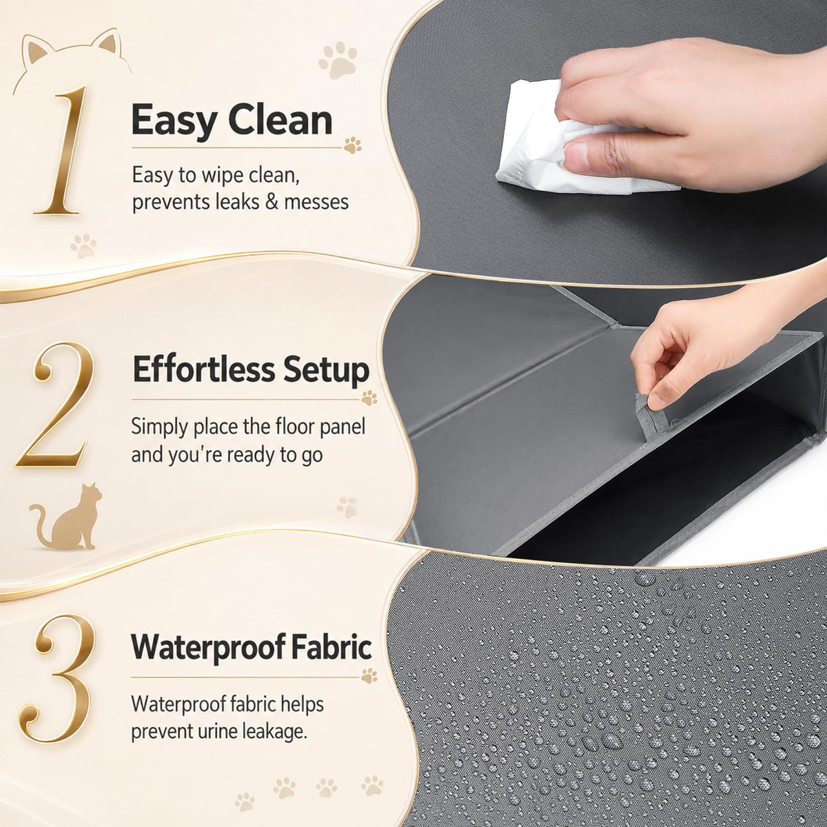 Waterproof Cat Litter Box Enclosure with Removable Mat and 2 Hooks P574302