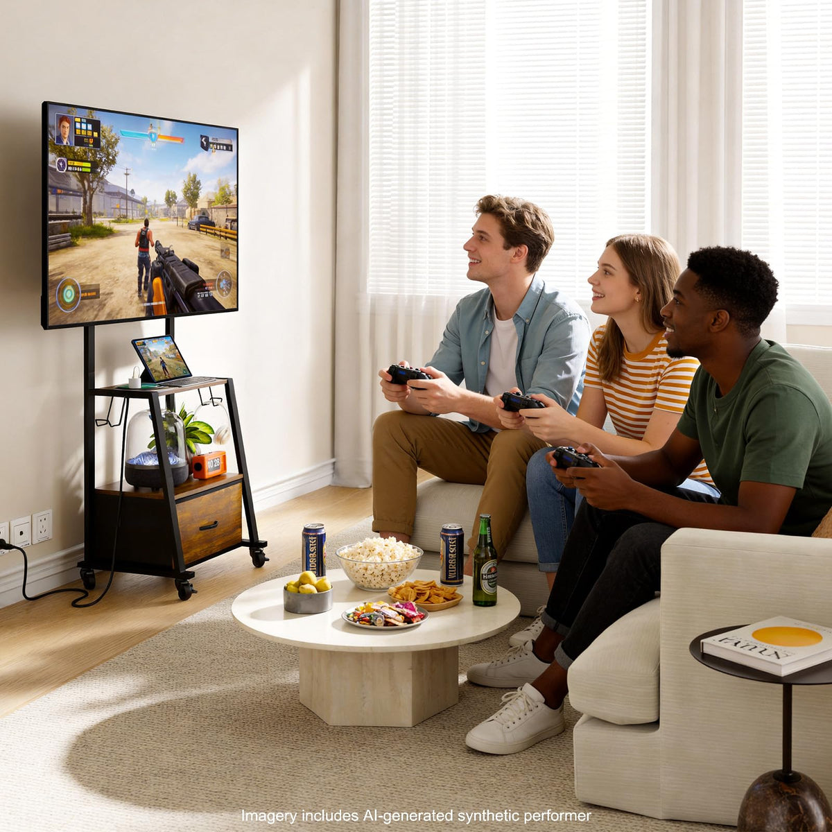 Rolling TV Stand on Wheels for 32-55 Inch TVs D3081