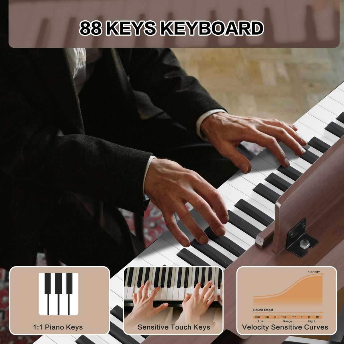 88 Key Weighted Digital Piano with Bench and Stand N3157